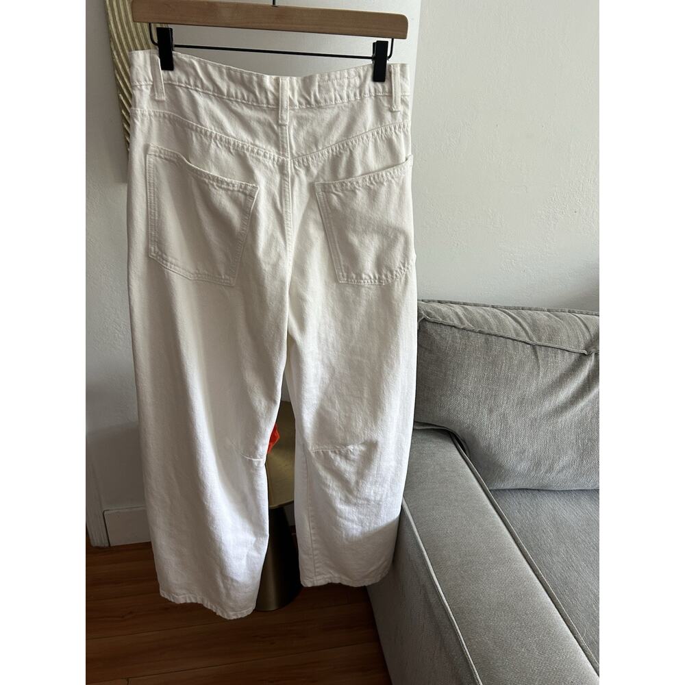 ZARA Barrel Jeans White Wide Leg Size 6 Baggy Boho - Picture 6 of 10
